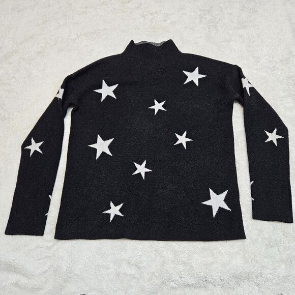 Tahari Black White Star Mock Neck Whimsigoth Casual‎ Witchy Artsy Sweater XS - Picture 1 of 6